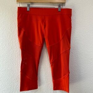Women's Adidas by Stella McCartney Red Orange Cropped Mesh Activewear Leggings M